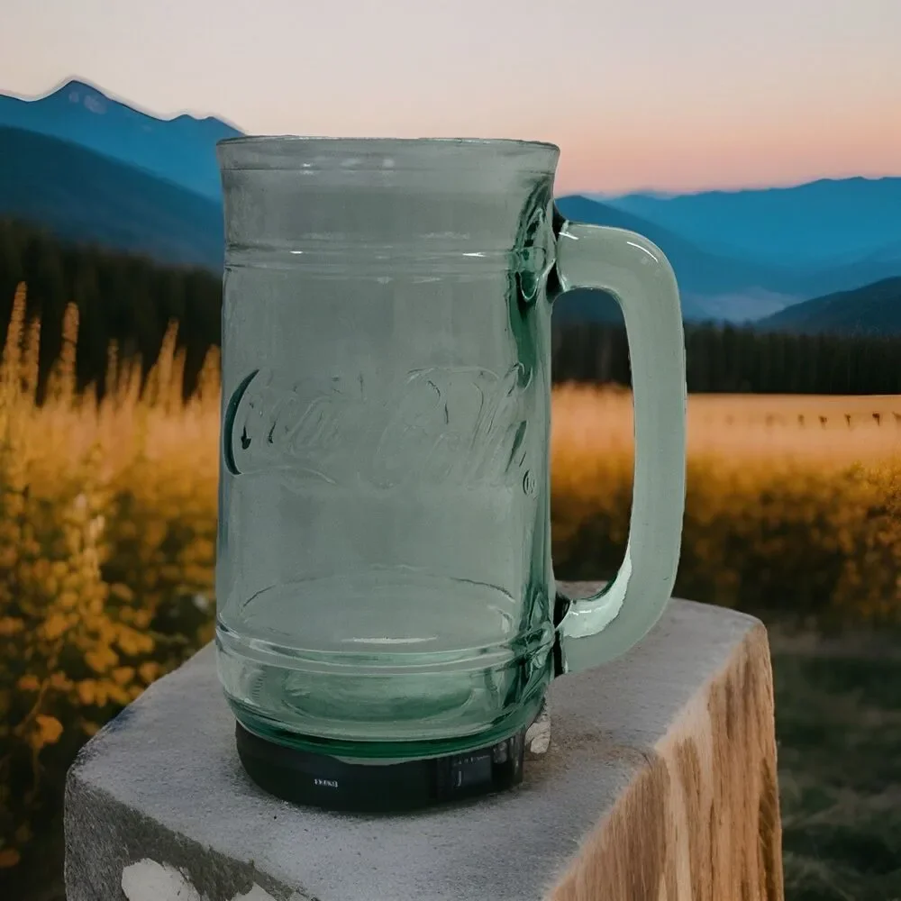 Vintage Coca-Cola Coke Green Glass Stein Mug With Handle
